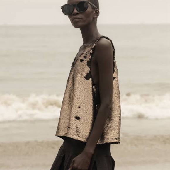 Heidi Merrick Sequin Ella Tank Top Bronze NWT - Picture 5 of 11